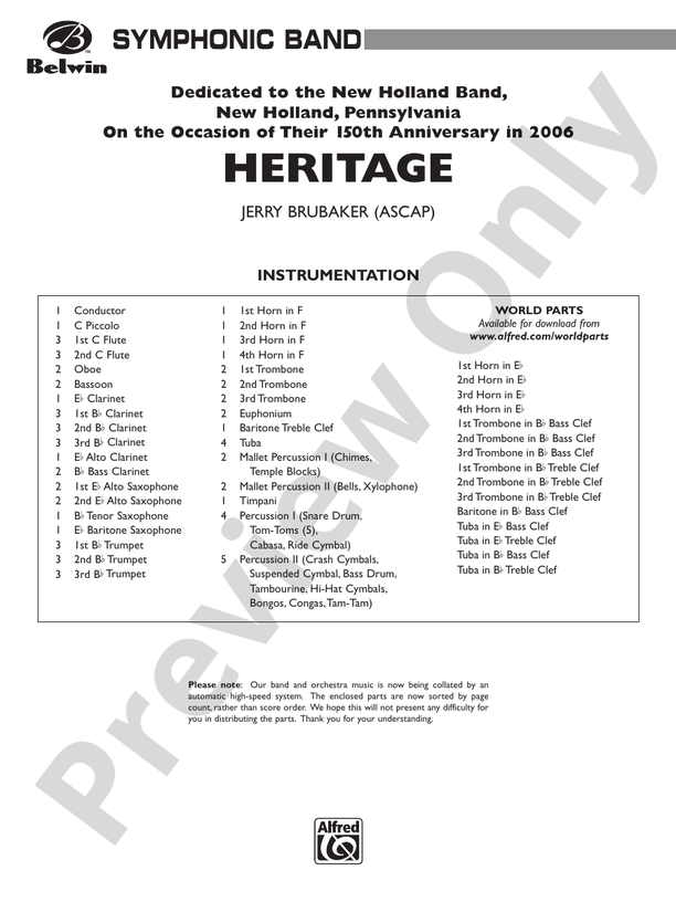 Heritage - Concert Band Conductor Score & Parts (Digital Download)