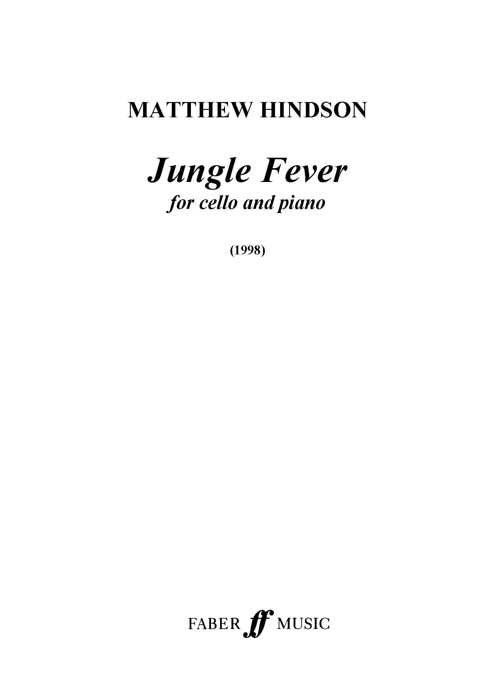 Jungle Fever - Cello/Piano Accompaniment (Digital Download)