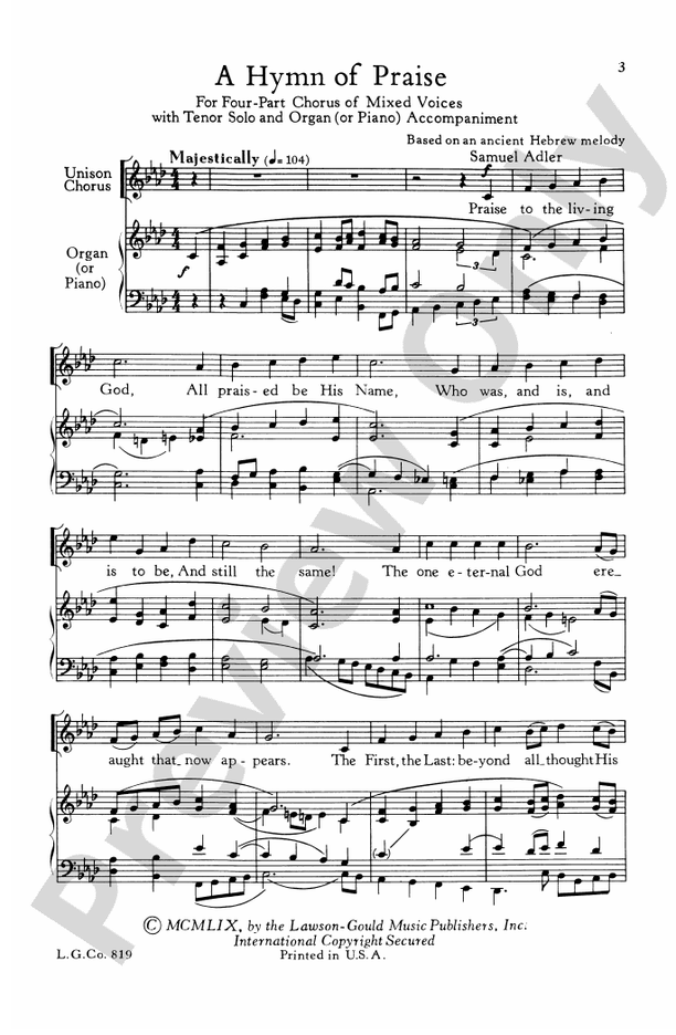 A Hymn of Praise - SATB Choral Octavo (Digital Download)