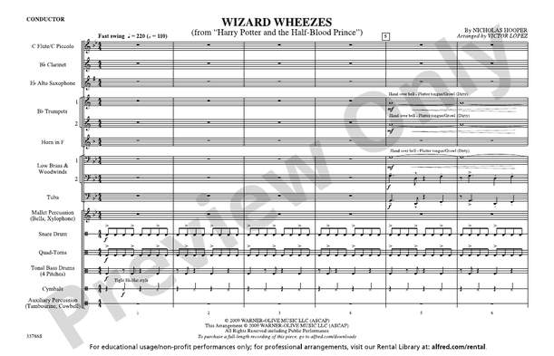 Wizard Wheezes (from Harry Potter and the Half-Blood Prince) – Marching Band Conductor Score & Parts (Digital Download)