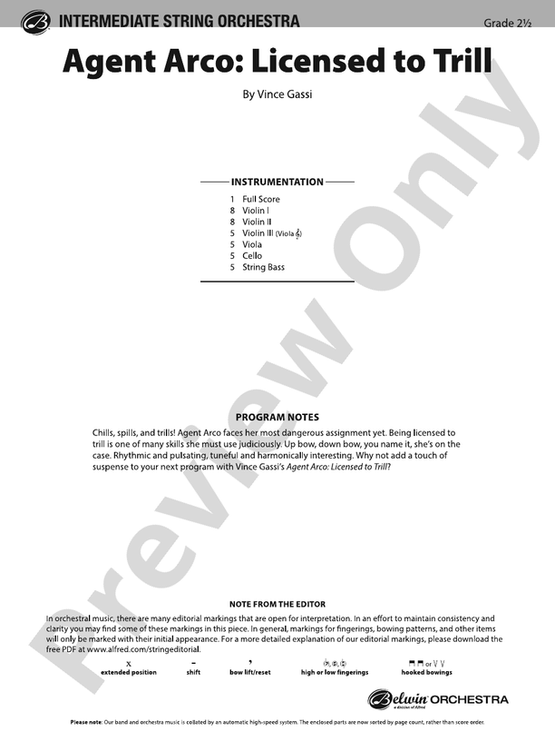 Agent Arco: Licensed to Trill – String Orchestra Conductor Score & Parts (Digital Download)