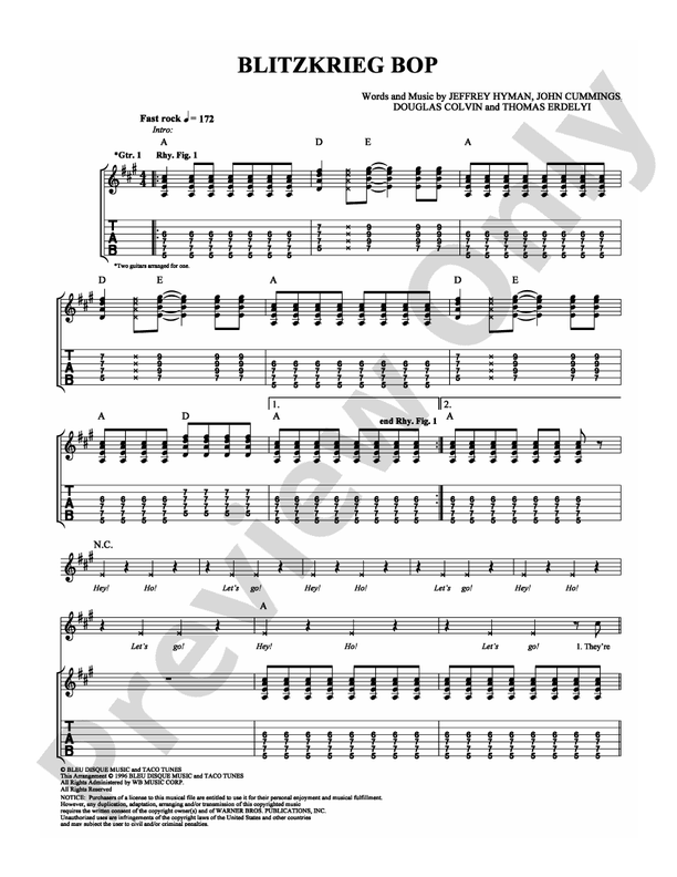 Blitzkrieg Bop - Guitar TAB (Digital Download)