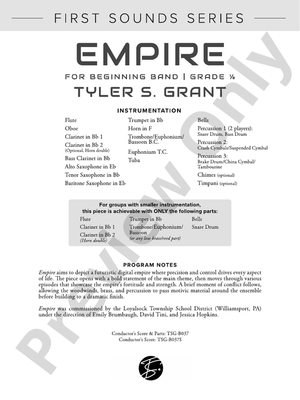 Empire - Concert Band Conductor Score & Parts(Digital Download)