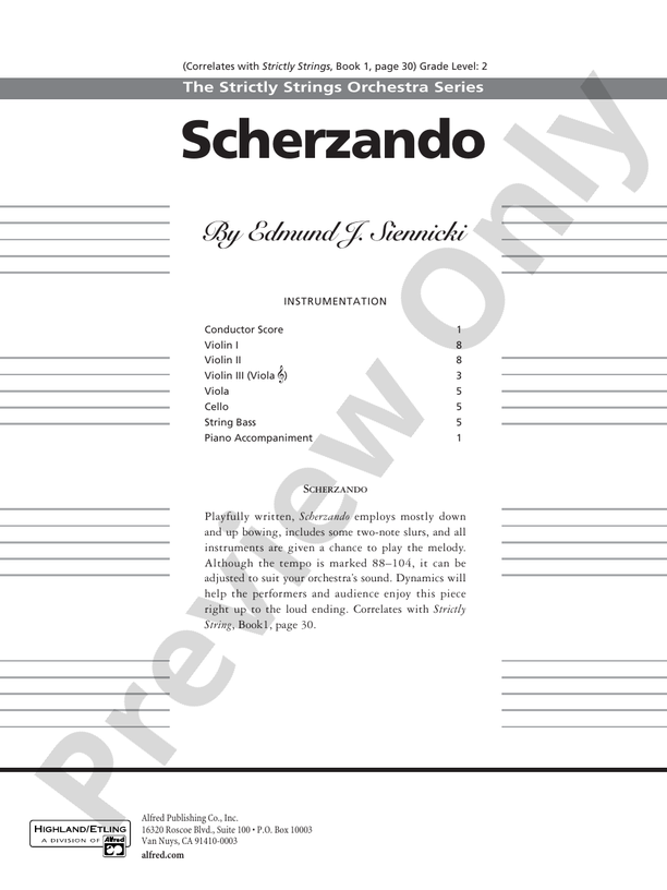 Scherzando – String Orchestra Conductor Score & Parts (Digital Download)