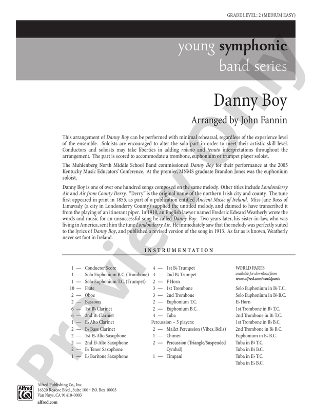 Danny Boy - Concert Band Conductor Score & Parts (Digital Download)