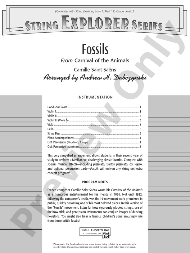 Fossils - String Orchestra Conductor Score & Parts (Digital Download)
