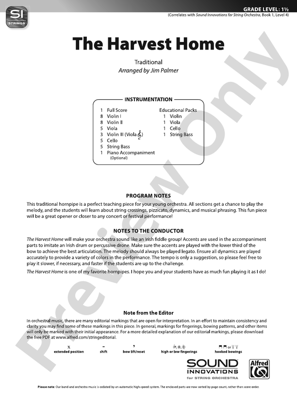The Harvest Home – String Orchestra Conductor Score & Parts (Digital Download)
