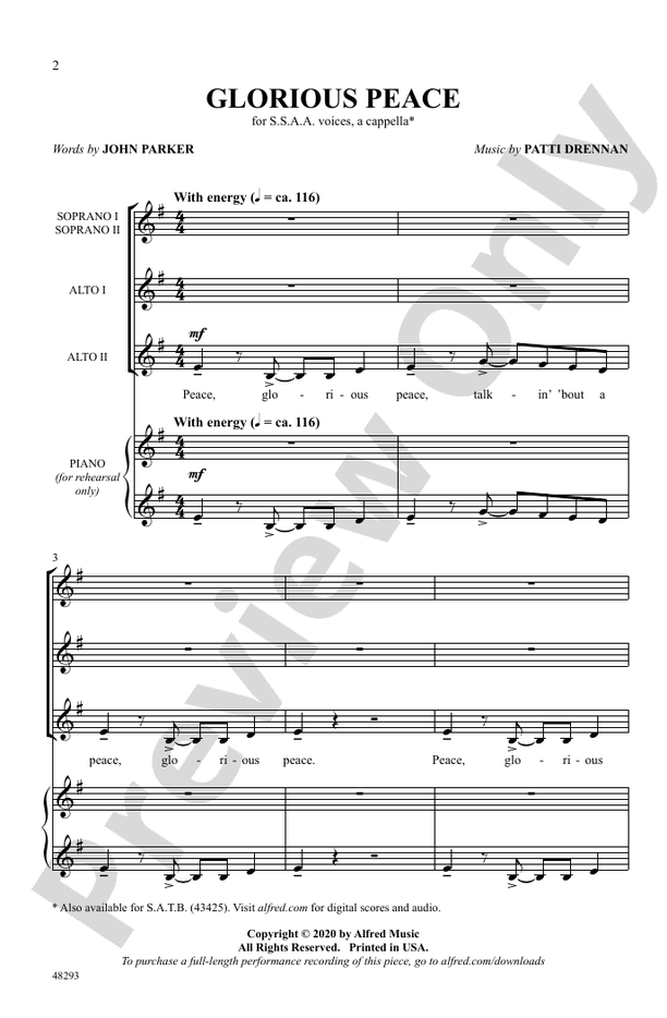 Glorious Peace – SSAA, a cappella Choral Octavo (Digital Download)