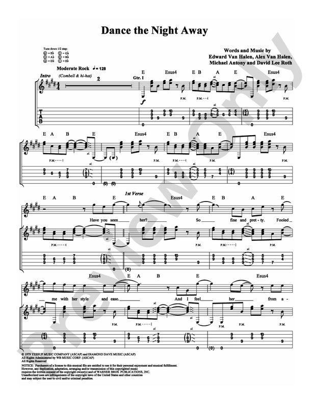 Dance the Night Away - Guitar TAB (Digital Download)