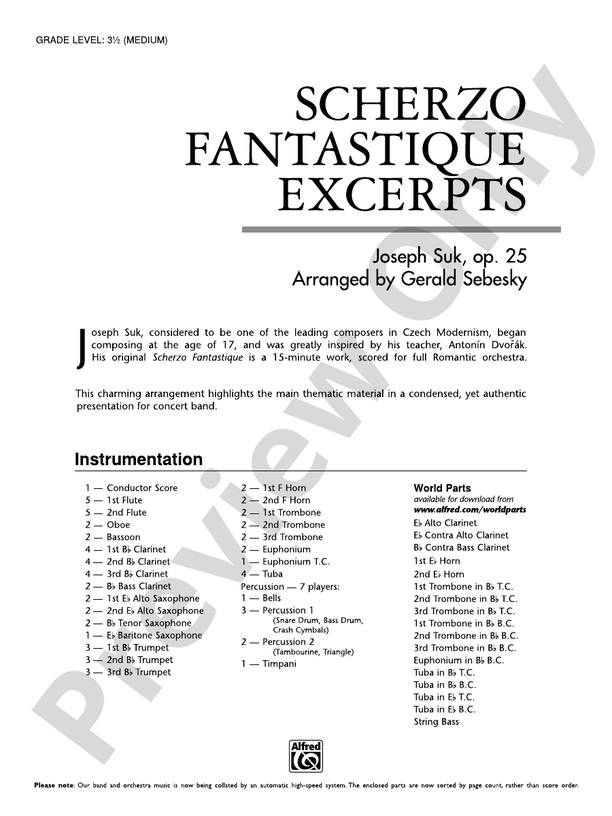 Scherzo Fantastique Excerpts - Concert Band Conductor Score & Parts (Digital Download)