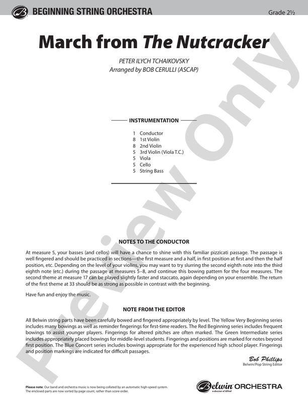 March from The Nutcracker – String Orchestra Conductor Score & Parts (Digital Download)