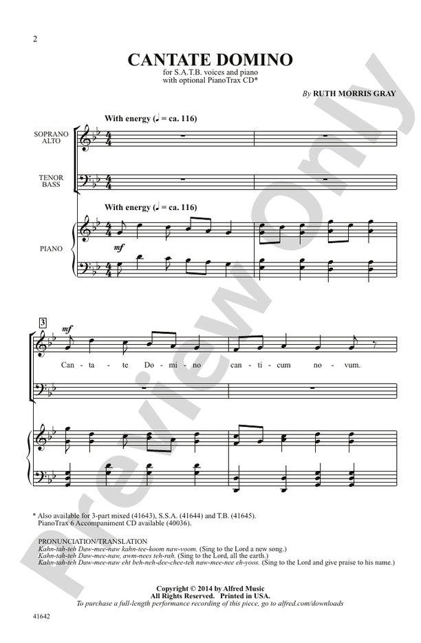 Cantate Domino - Arr. Ruth Morris Gray – SATB Choral Octavo (Digital Download)