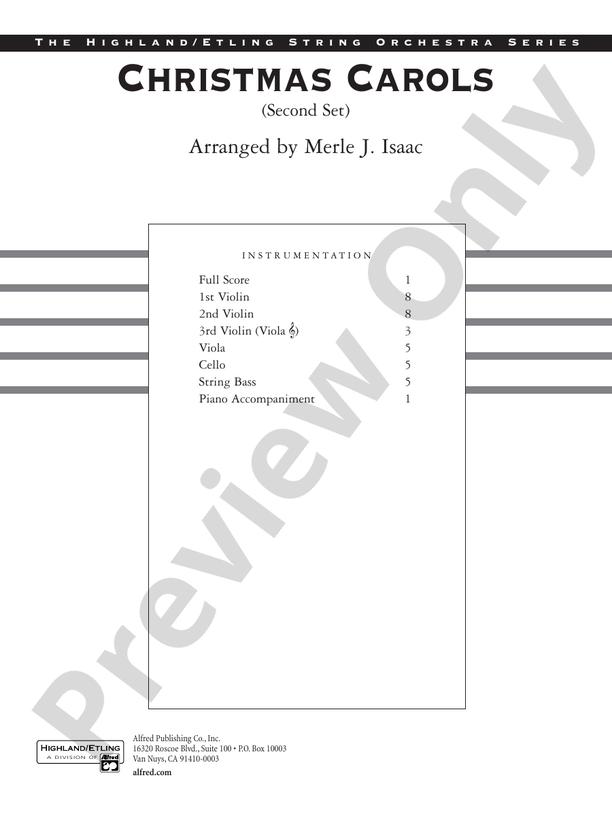 Christmas Carols Set 2 – String Orchestra Conductor Score & Parts (Digital Download)