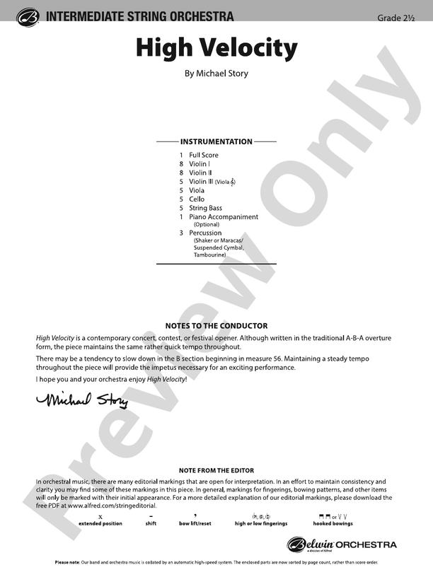 High Velocity - String Orchestra Conductor Score & Parts (Digital Download)