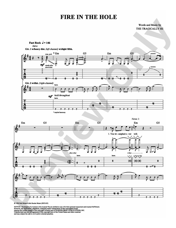 Fire in the Hole - The Tragically Hip - Guitar TAB (Digital Download)