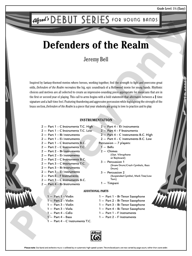 Defenders of the Realm (Flexible Arrangement) - Concert Band Conductor Score & Parts (Digital Download)