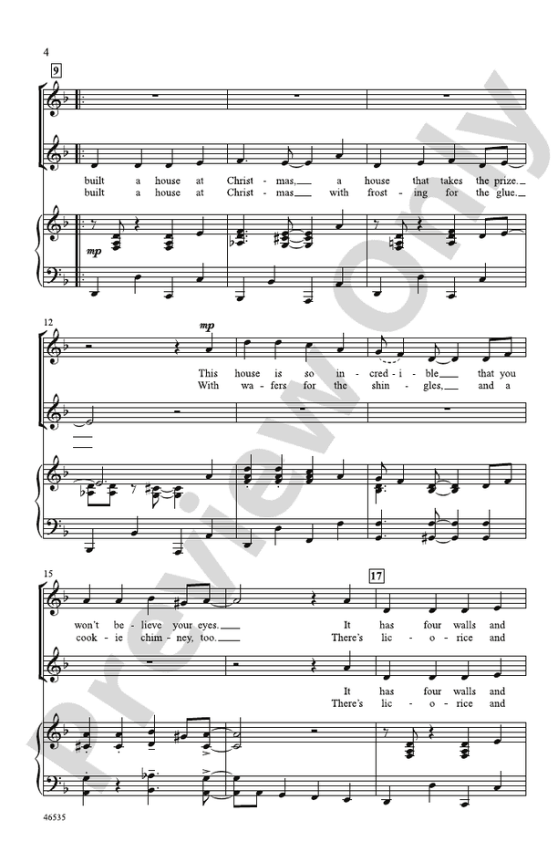 Candy-Covered Gingerbread House – 2-Part Choral Octavo (Digital Download)