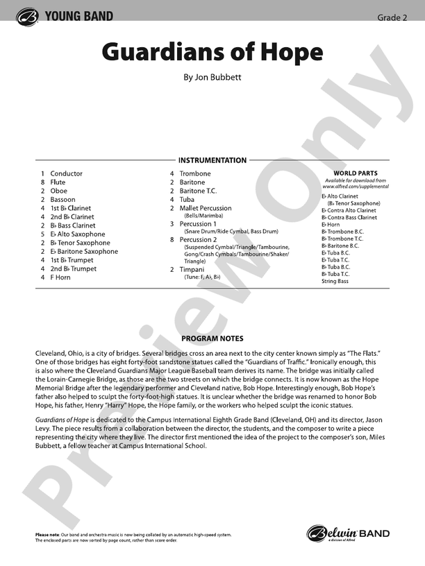 Guardians of Hope - Concert Band Conductor Score & Parts(Digital Download)