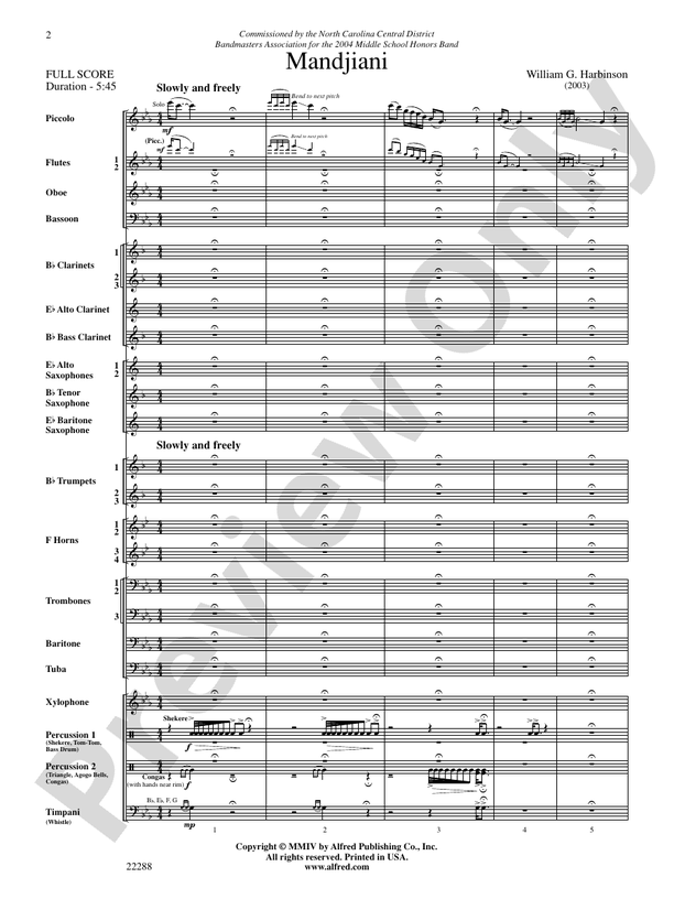 Mandjiani - Concert Band Conductor Score & Parts (Digital Download)