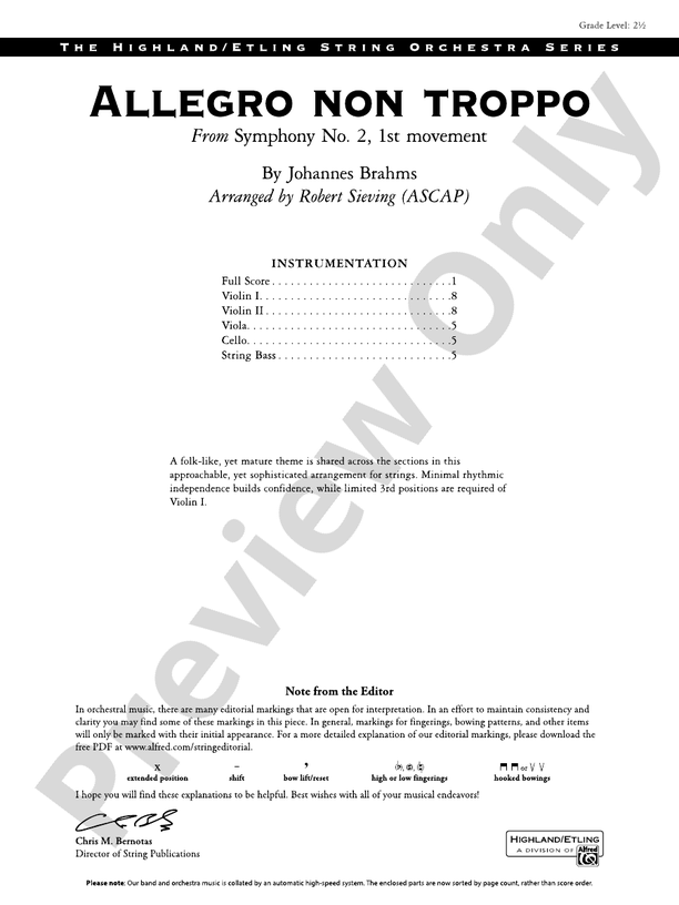 Allegro non troppo - String Orchestra Conductor Score & Parts (Digital Download)