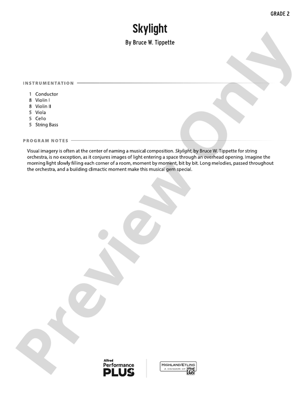 Skylight - String Orchestra Conductor Score & Parts (Digital Download)
