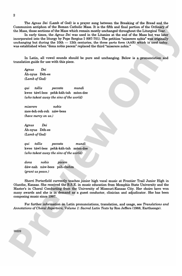 Agnus Dei - 3-Part Mixed, a cappella Choral Octavo (Digital Download)