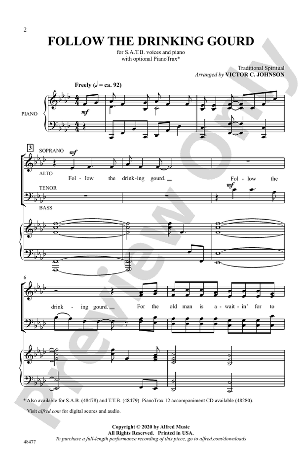 Follow the Drinking Gourd - Arr. Victor C Johnson – SATB Choral Octavo (Digital Download)