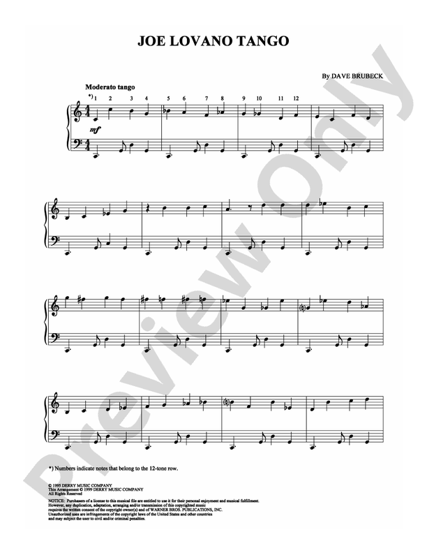 Joe Lovano Tango - Piano (Digital Download)