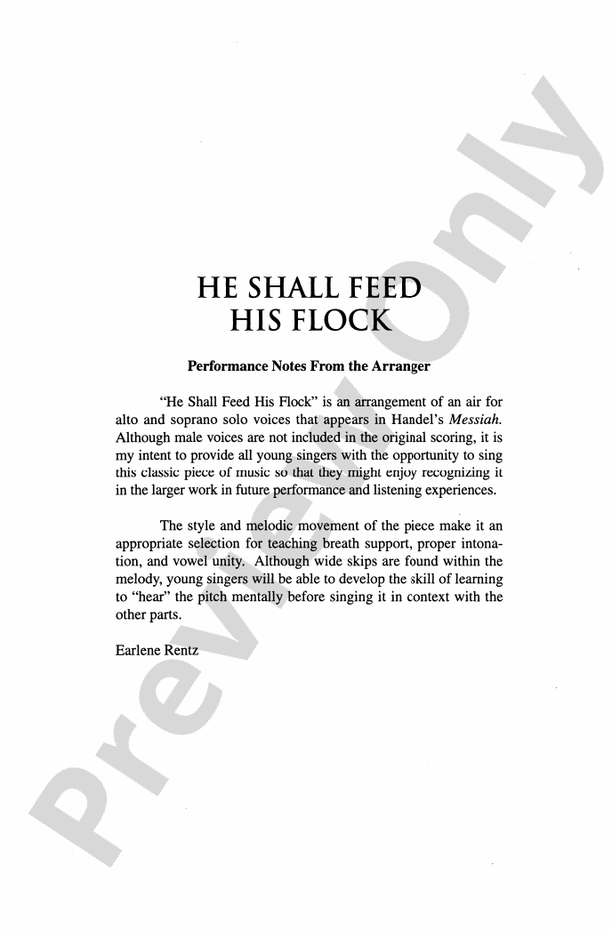 He Shall Feed His Flock – 3-Part Mixed Choral Octavo (Digital Download)