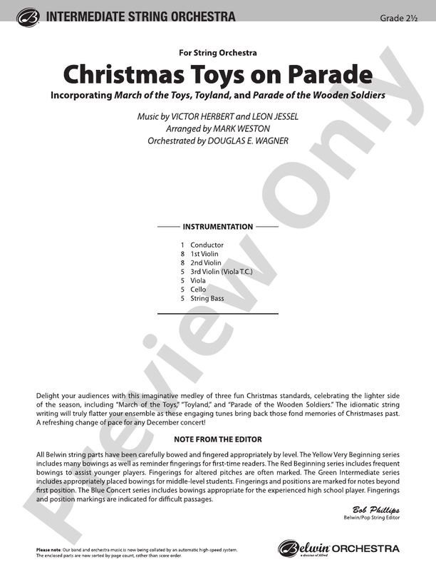 Christmas Toys on Parade – String Orchestra Conductor Score & Parts (Digital Download)