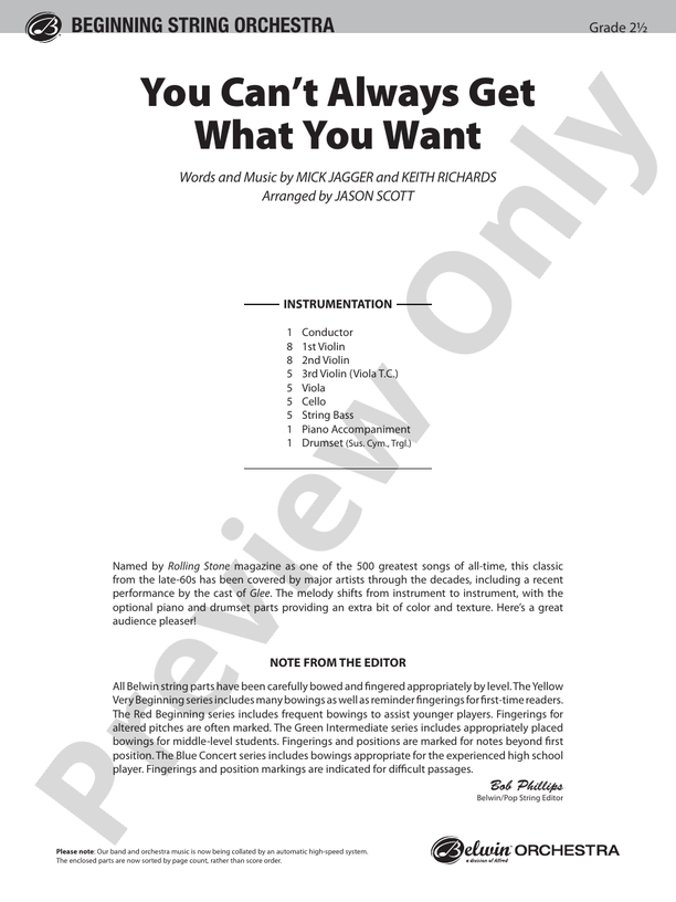 You Can't Always Get What You Want – String Orchestra Conductor Score & Parts (Digital Download)