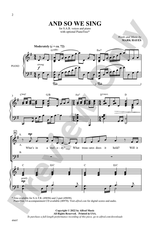 And So We Sing - SAB Choral Octavo (Digital Download)