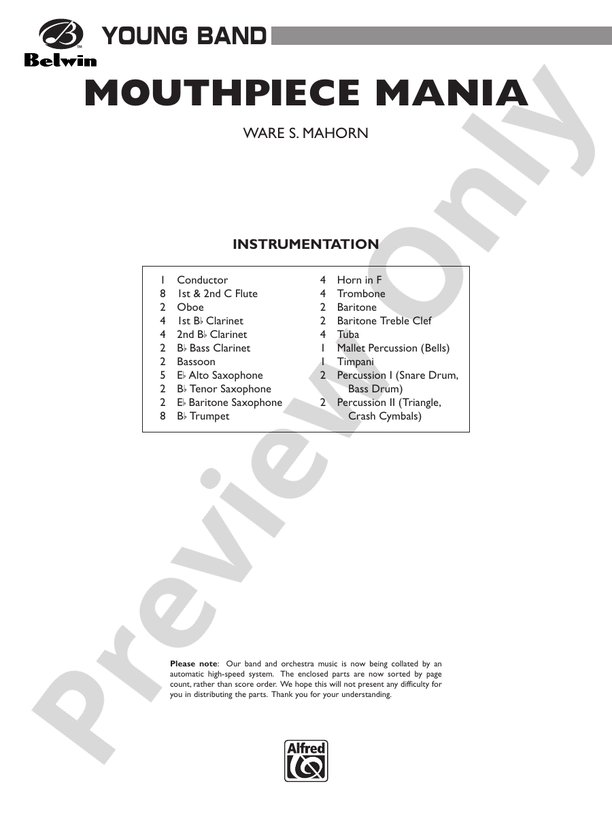 Mouthpiece Mania - Concert Band Conductor Score & Parts (Digital Download)