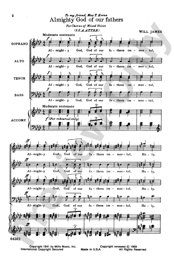 Almighty God of Our Fathers - SSAATTBB, a cappella Choral Octavo (Digital Download)