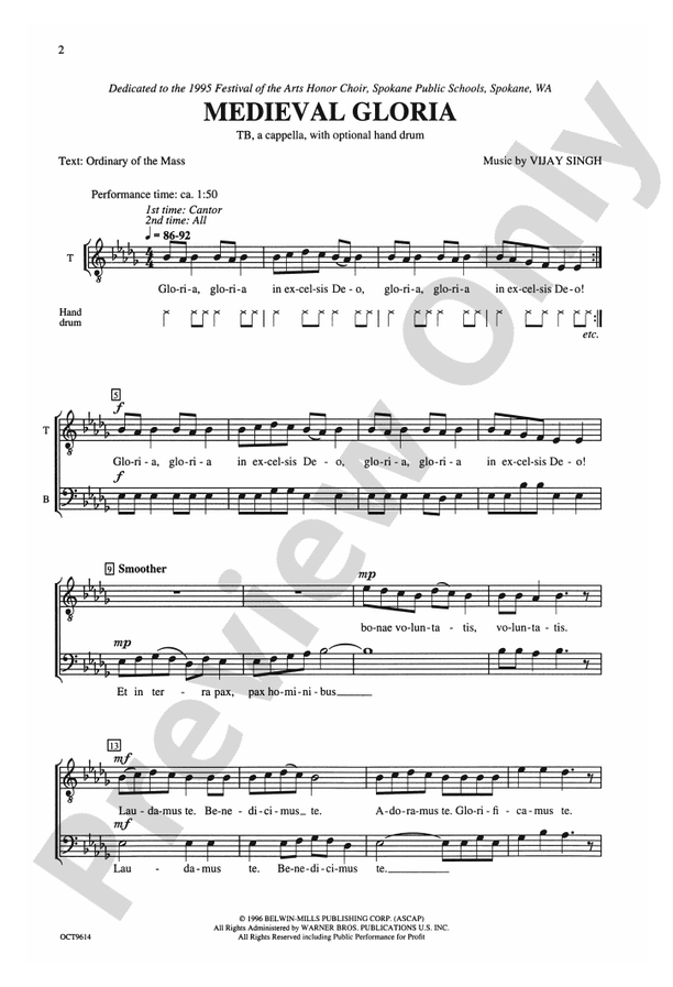 Medieval Gloria – TB, a cappella Choral Octavo (Digital Download)
