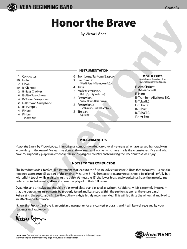 Honor the Brave - Concert Band Conductor Score & Parts(Digital Download)