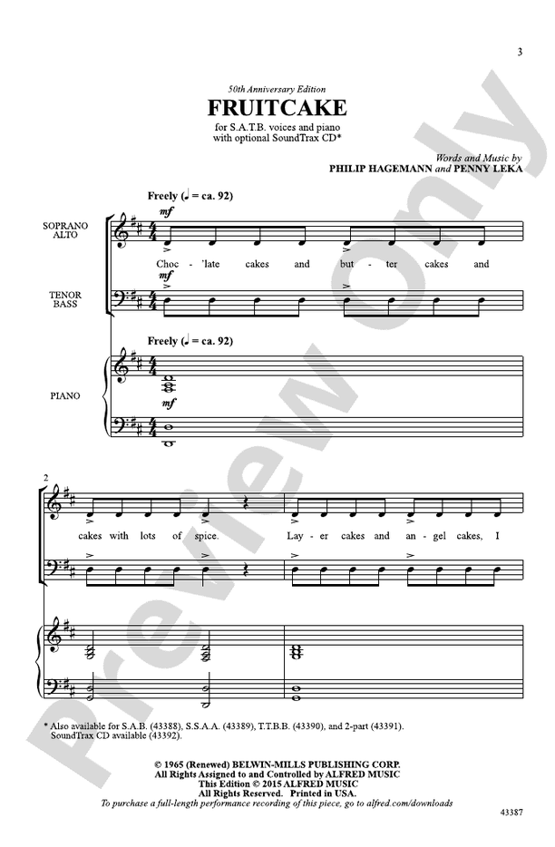 Fruitcake – SATB Choral Octavo (Digital Download)