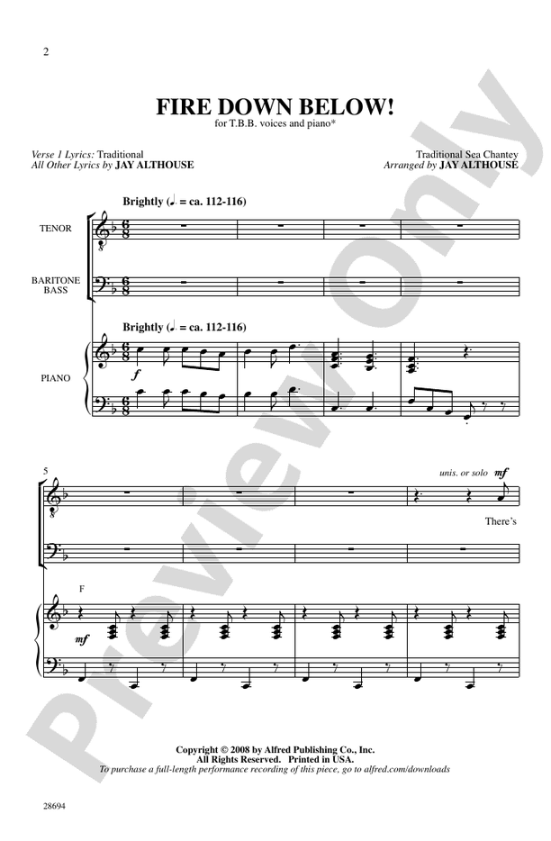 Fire Down Below – TBB Choral Octavo (Digital Download)