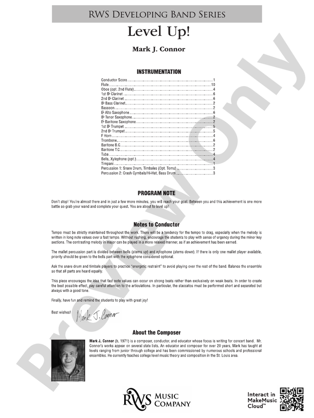 Level Up! - Concert Band Conductor Score & Parts (Digital Download)