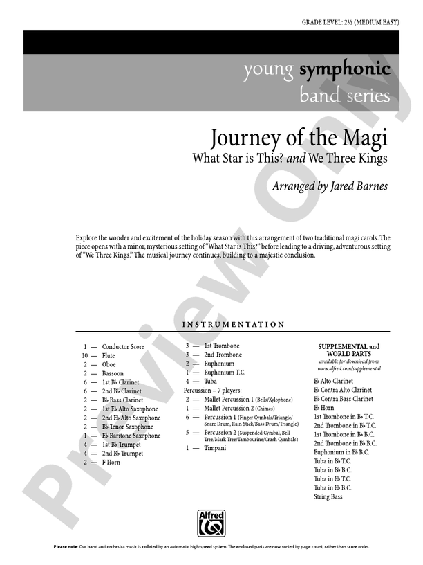 Journey of the Magi (Grade 2.5) - Concert Band Conductor Score & Parts (Digital Download)