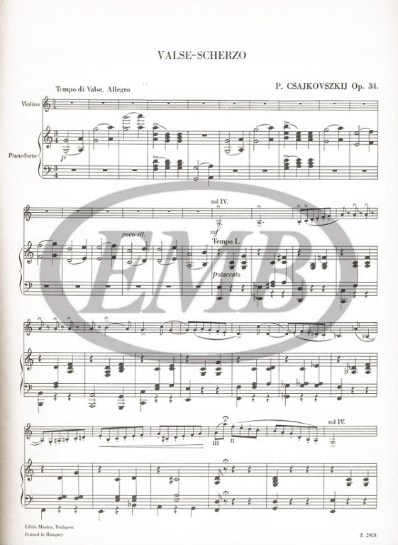 Tchaikovsky - Valse Scherzo Op34 - Violin/Piano Accompaniment EMB Z2928