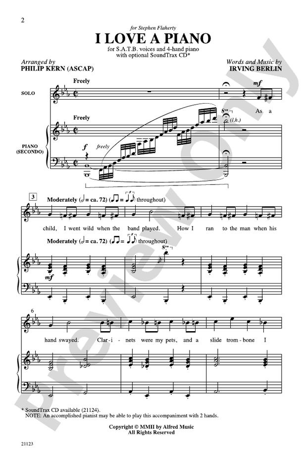 I Love a Piano – SATB Choral Octavo (Digital Download)
