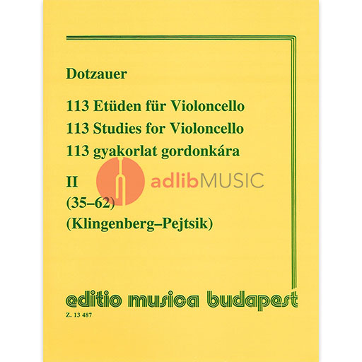 Dotzauer - 113 Exercises Volume 2 - Cello edited by Klingenberg/Pejtsik EMB Z13487