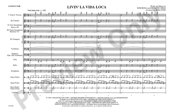 Livin' la Vida Loca – Marching Band Conductor Score & Parts (Digital Download)