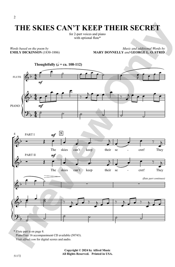 The Skies Can't Keep Their Secret - 2 Part Treble Choral Octavo (Digital Download)