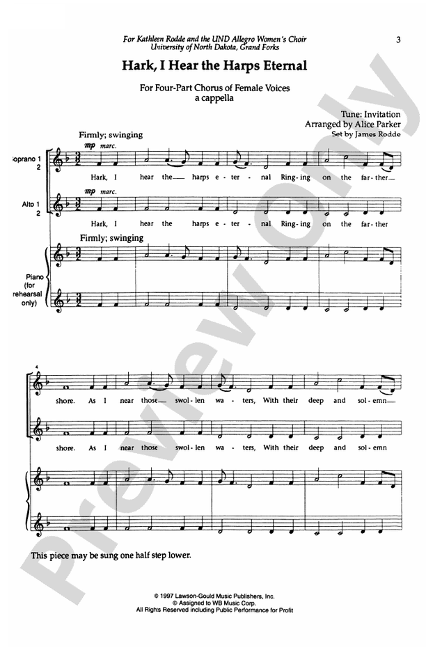 Hark, I Hear the Harps Eternal – SSAA, a cappella Choral Octavo (Digital Download)
