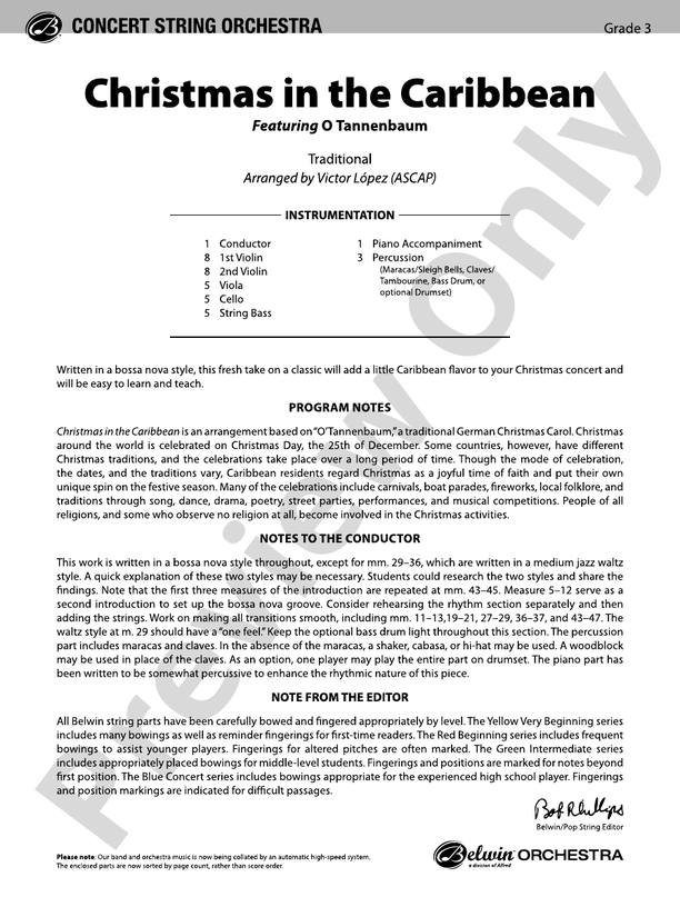 Christmas in the Caribbean - String Orchestra Conductor Score & Parts (Digital Download)