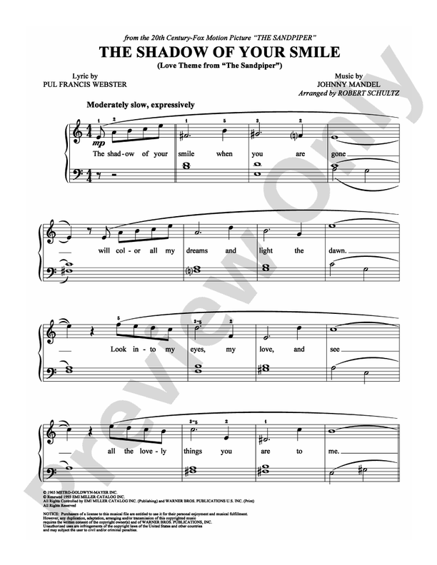 The Shadow of Your Smile (Love Theme from "The Sandpiper") - Easy Piano (Digital Download)