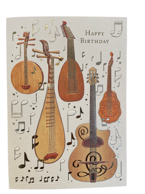 Greeting Card - Happy Birthday Medieval Guitars