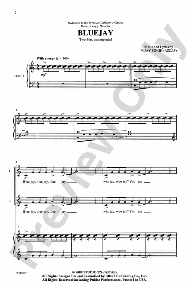 Blue Jay – 2-Part Choral Octavo (Digital Download)